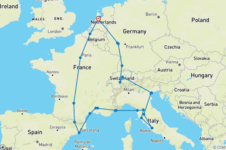 Carte du circuit Explorateur Europe
