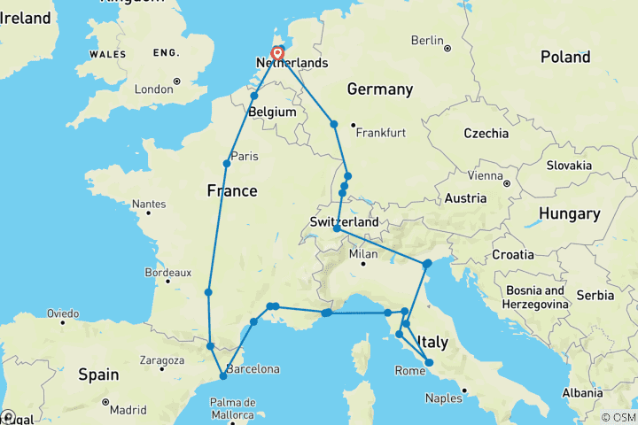 Carte du circuit Explorateur Europe