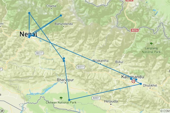 Carte du circuit Népal - Classique