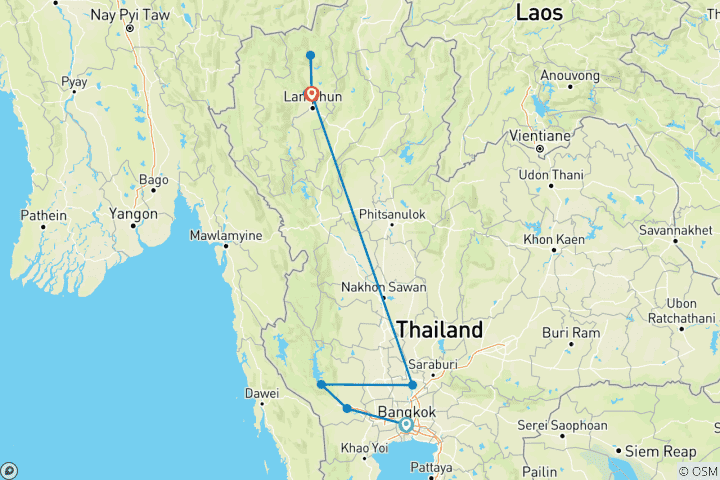 Carte du circuit Vacances en famille en Thaïlande