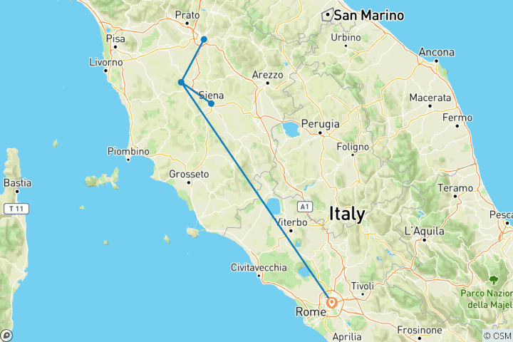 Mapa de Vida local en Italia: Toscana, San Gimignano (incluida Roma)
