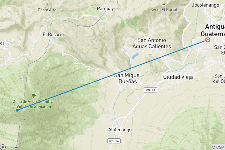 Karte von Ab Antigua: 2-tägige Acatenango Vulkan-Wanderung mit lokalem Führer