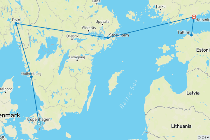 Carte du circuit Capitales du Nord