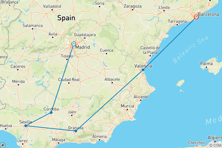 Carte du circuit Le meilleur de l'Espagne