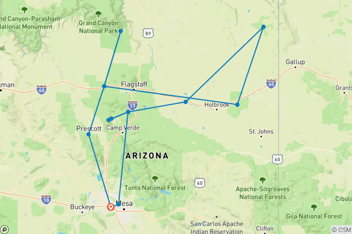 Carte du circuit Les canyons perdus du Sud-Ouest – 9 jours