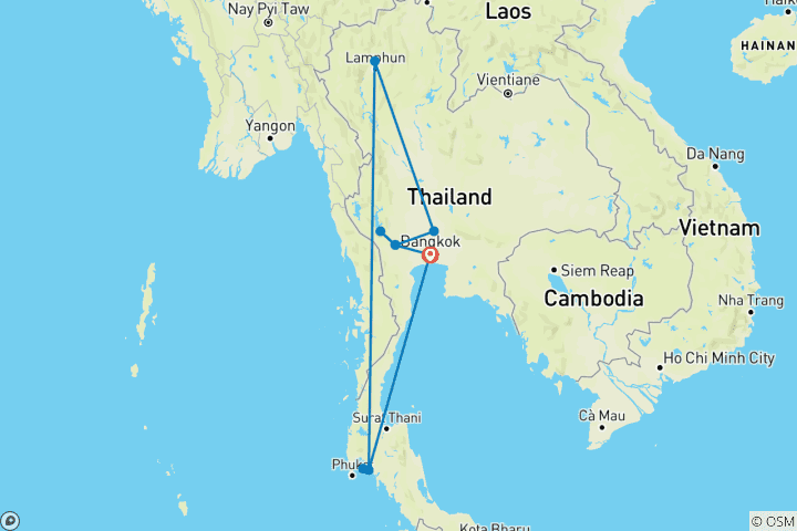 Carte du circuit Thaïlande - Randonnée, vélo et kayak