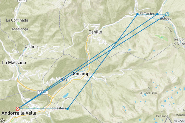 Carte du circuit Andorre : Randonnée, vélo et rafting