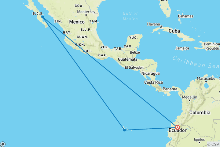 Kaart van Galapagos gezinsvakantie