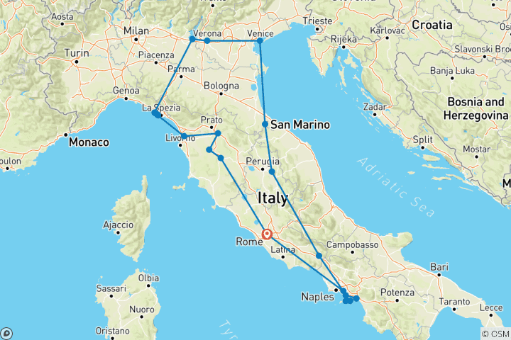 Carte du circuit Délices italiens