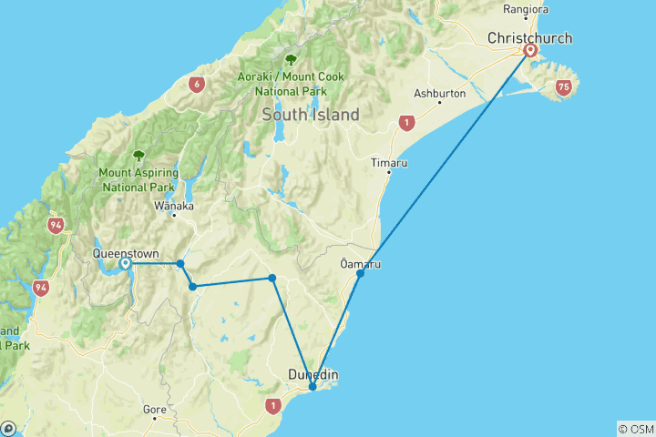 Carte du circuit Lac Dunstan et sentier ferroviaire central d'Otago