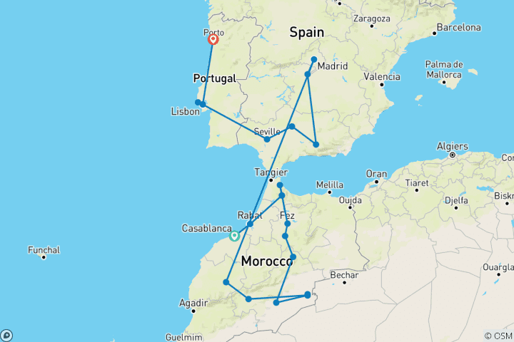 Karte von Das Wesentliche aus Marokko, Spanien und Portugal