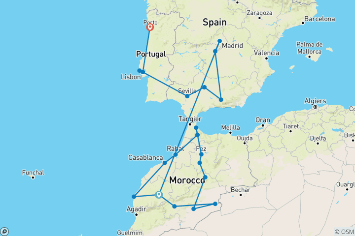 Karte von Das legendäre Marokko, Spanien und Portugal