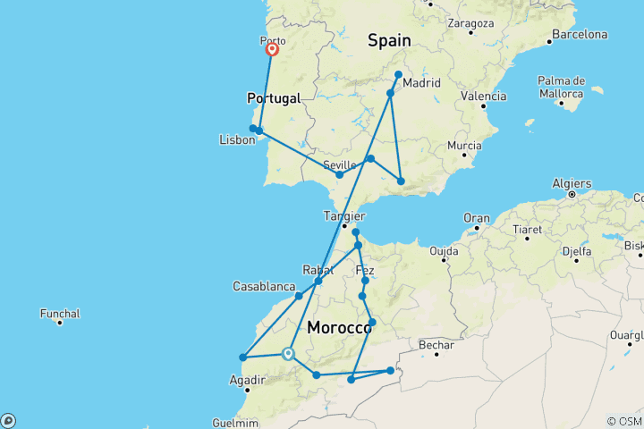 Kaart van Het legendarische Marokko, Spanje en Portugal