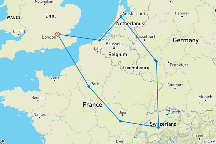 Carte du circuit Découverte de l'Europe Nouvel An