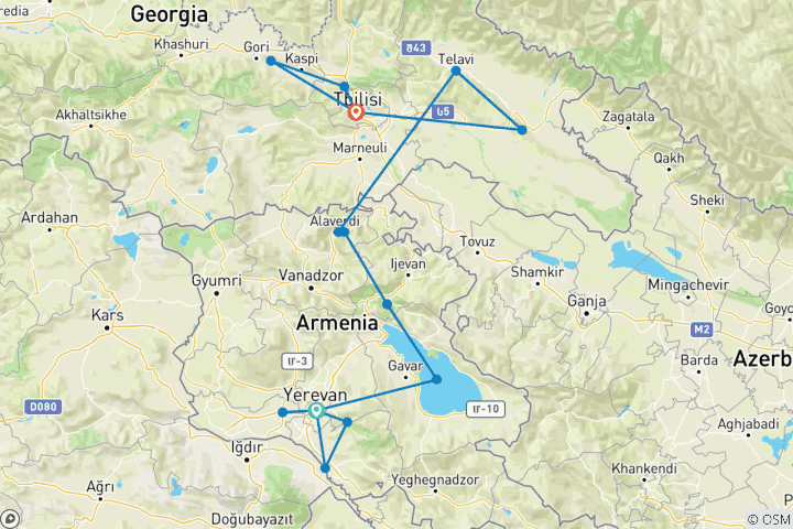 Mapa de Lo mejor de Georgia y Armenia