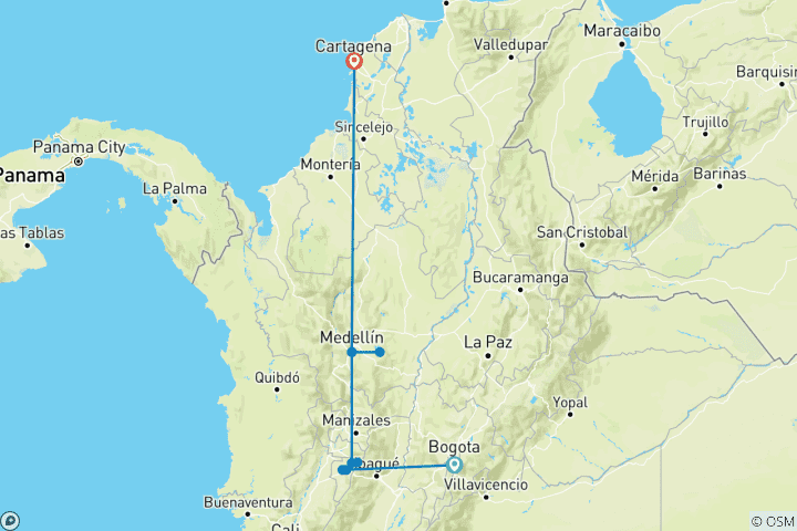 Carte du circuit Colombie Express