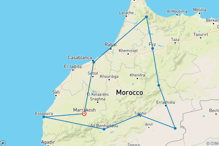 Map of Morocco Encompassed - 15 Days