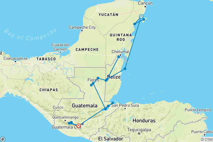 Map of Mayan Sun Southbound: Boat Rides & Ruins