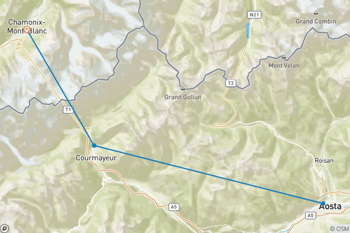 Carte du circuit Explorateur du Mont- Blanc