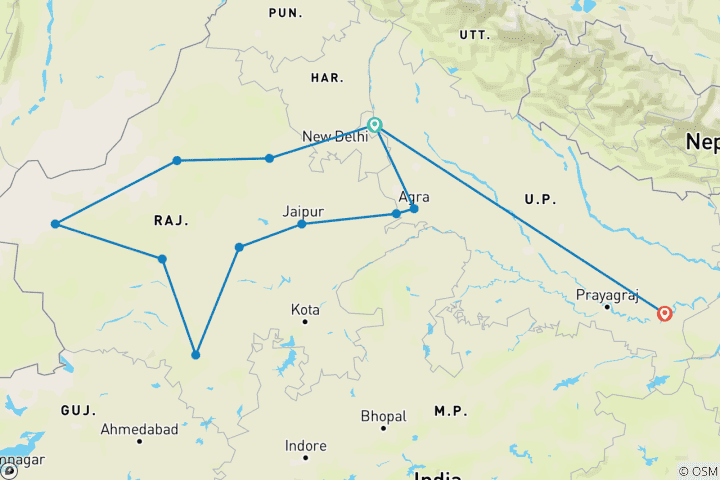 Mapa de Tesoros de Rajastán con Benarés