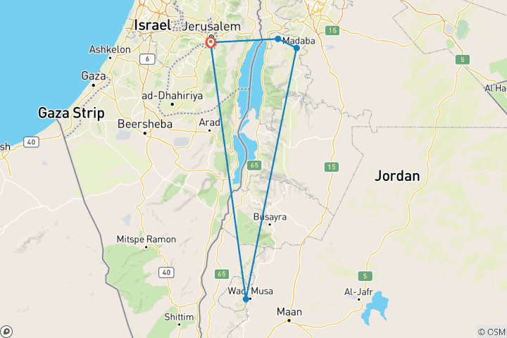 Map of Petra and Madaba 2-Day Tour from Jerusalem
