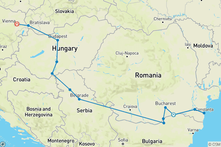 Map of From the Black Sea to the Blue Danube (port-to-port cruise)
