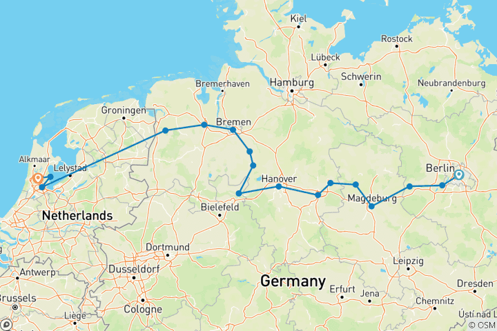 Map of From Berlin to Amsterdam (port-to-port cruise)