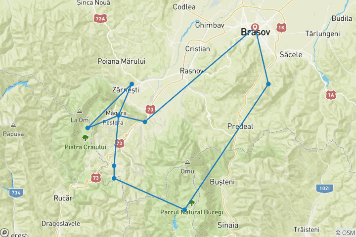Carte du circuit Découvrez les villages des Carpates transylvaniennes en Roumanie