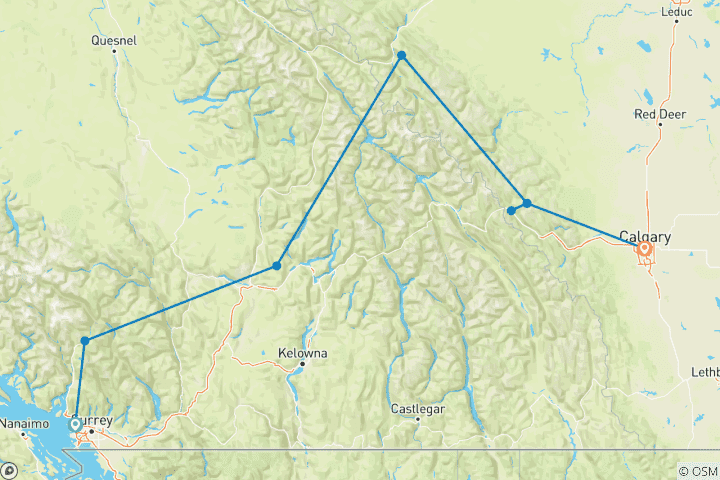 Carte du circuit Grandes Rocheuses canadiennes