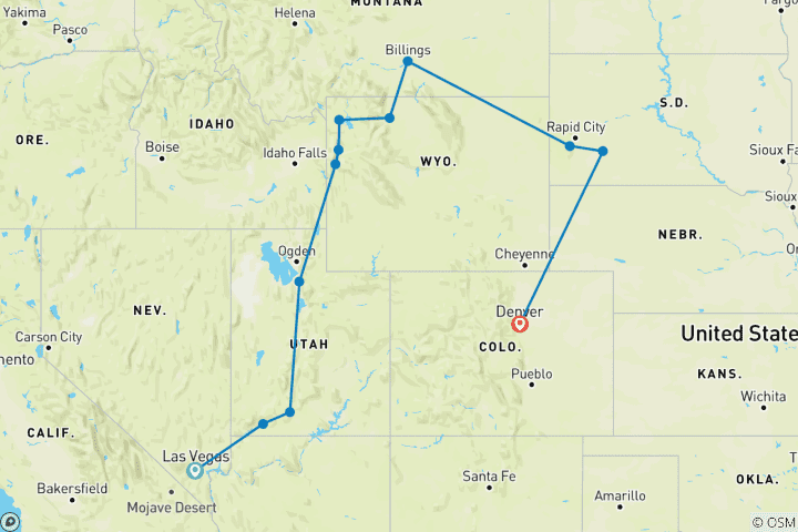 Carte du circuit Frontières occidentales (Fin Denver)
