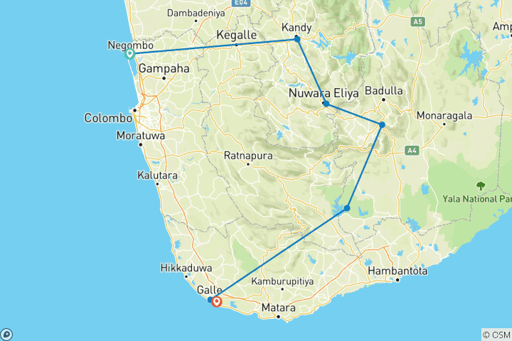 Carte du circuit Sri Lanka Express
