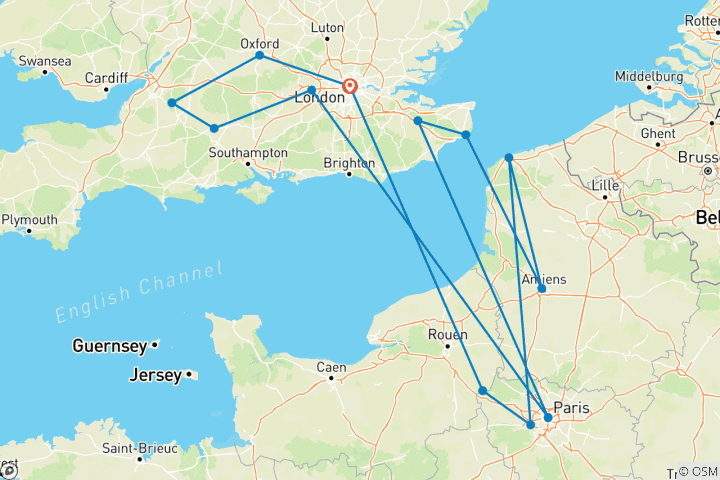 Carte du circuit Explorer Londres et Paris