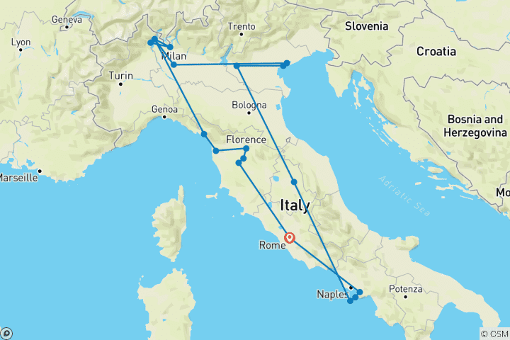 Carte du circuit Le meilleur de l'Italie (été)