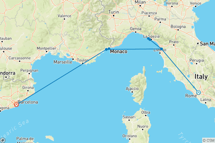 Map of Mediterranean Express: Rivieras & Railroads