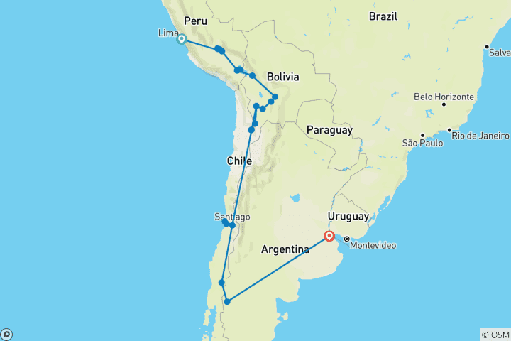 Carte du circuit La route panoramique - De Lima à Buenos Aires
