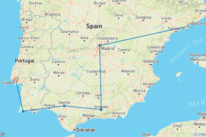 Carte du circuit Espagne et Portugal - Fado et flamenco