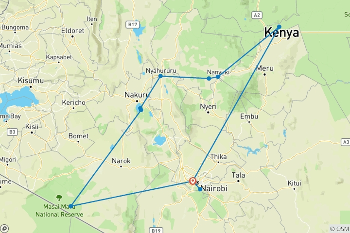 Map of Kenya: A Classic Safari with Nairobi