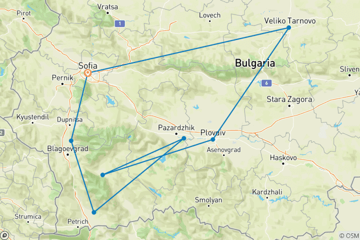 Map of Best of Bulgaria Roundtrip