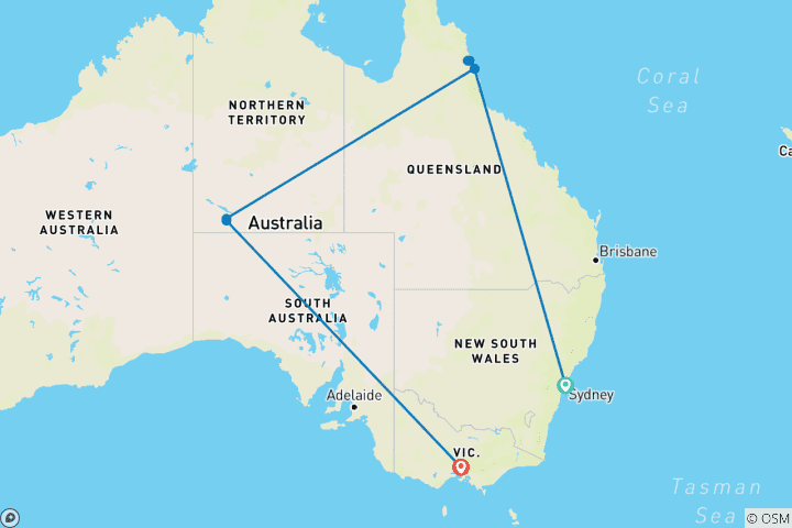 Carte du circuit Découvrez l'Australie National Geographic