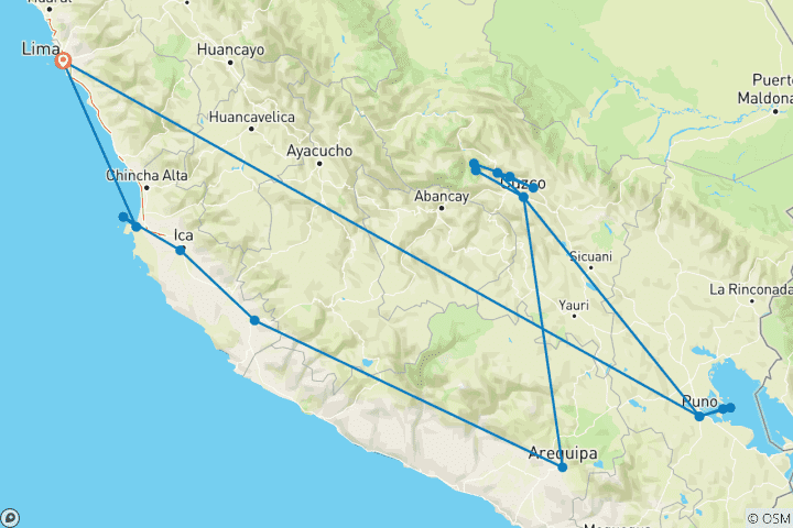 Carte du circuit Journeys : Voyage de découverte des Incas National Geographic