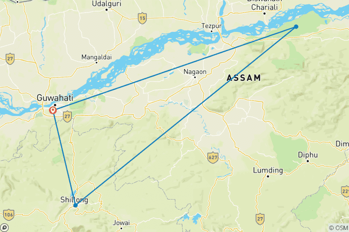 Map of Wonders of North-East with Wildlife in Kaziranga