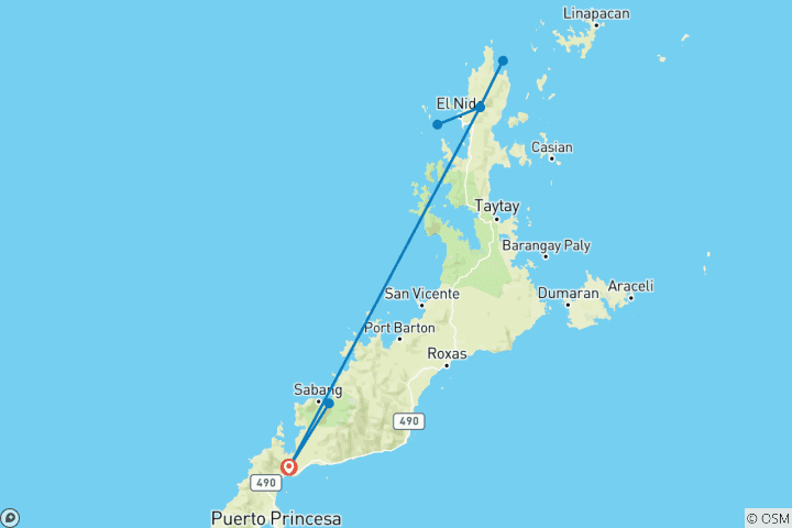 Carte du circuit Aventure à Puerto Princesa et El Nido 8J/7N