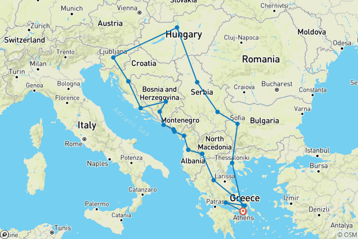 Carte du circuit Explorateur des Balkans