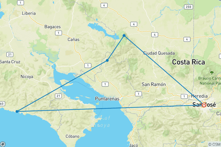 Kaart van Eco-avontuur in Costa Rica