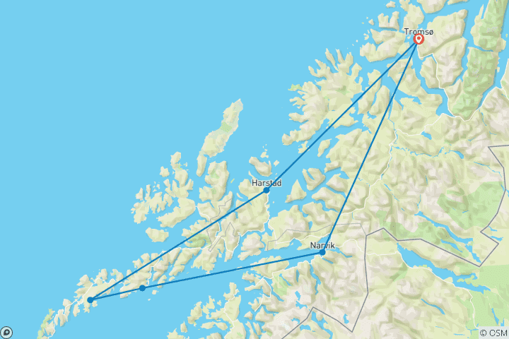Karte von Tromso Arktis Abenteuer - 6 Tage