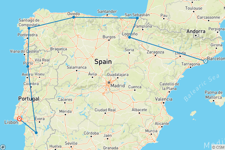 Karte von Spanien & Portugal Real Food Adventure