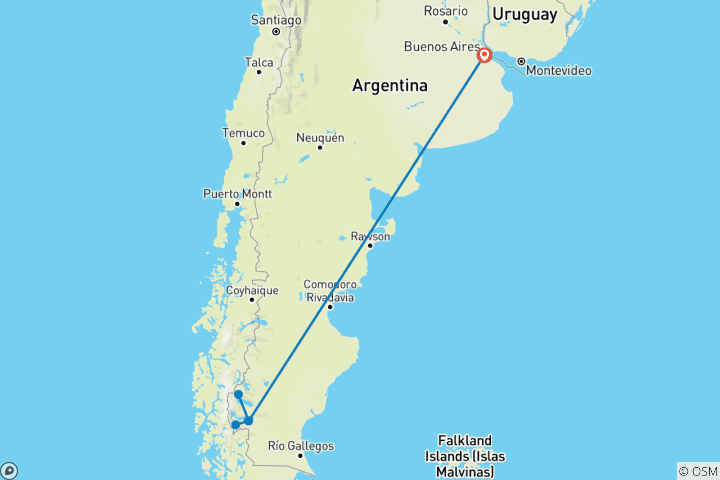 Carte du circuit Trek en Patagonie