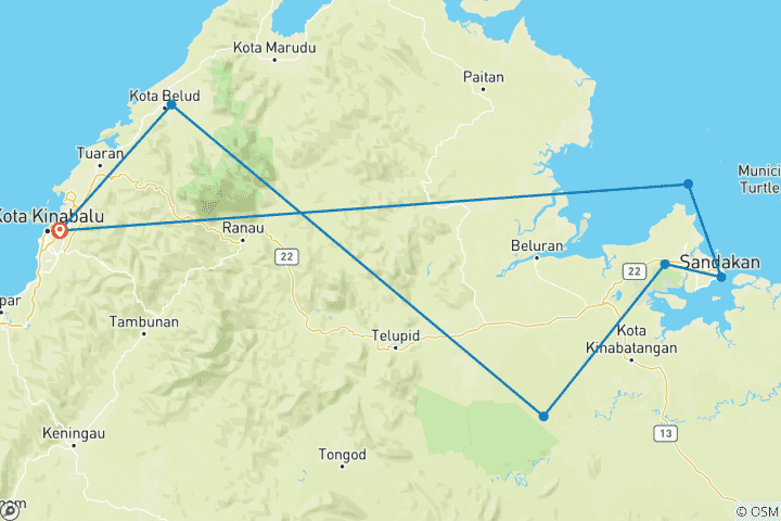 Map of Borneo - East Sabah Adventure