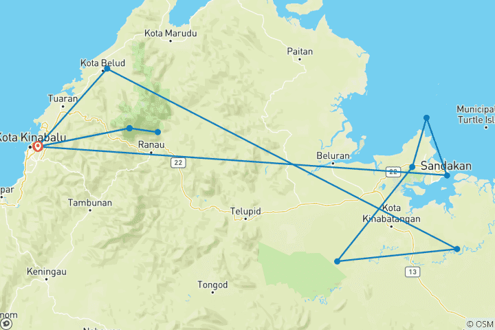 Carte du circuit Points forts du Sabah et du Mont Kinabalu