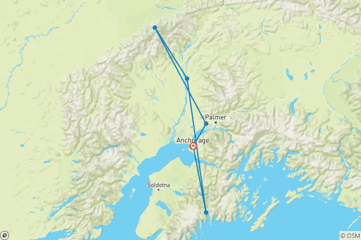 Mapa de Alaska - Kenai - y los parques nacionales de Denali